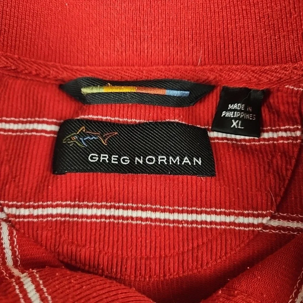 Vintage Greg Norman Short Sleeve Cotton Polo Shirt Red Ribbed Knit Sz‎ XL